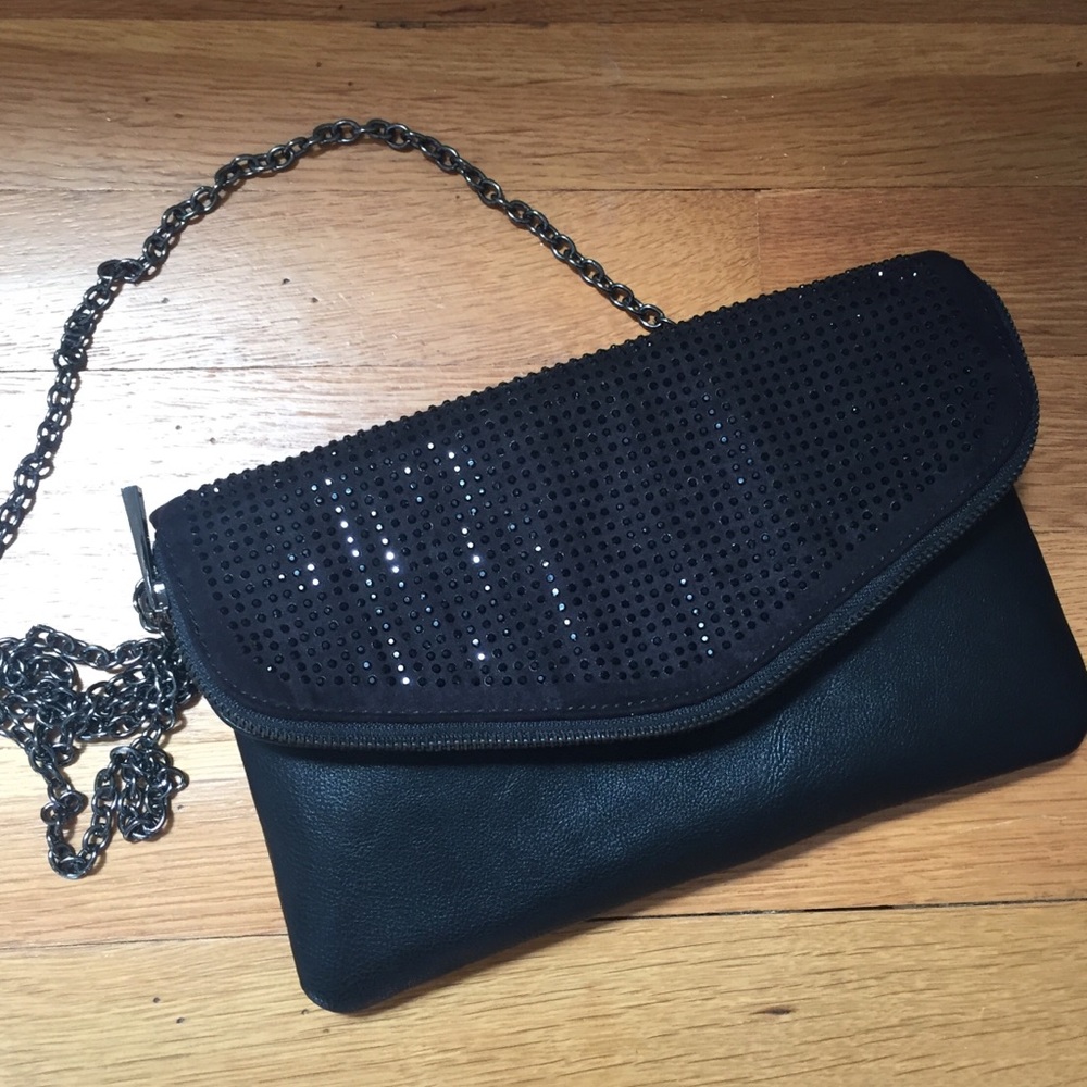 ALDO Black Crystallized Bag with Chain, NWOT